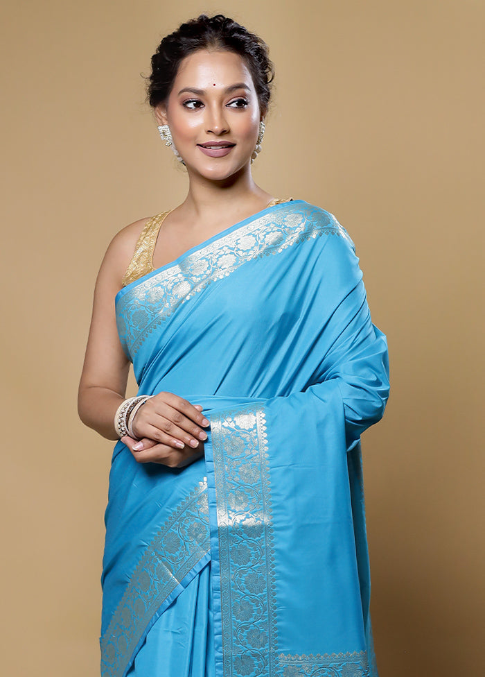 Blue Pure Cotton Saree With Blouse Piece