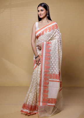 Cream Net Saree With Blouse Piece