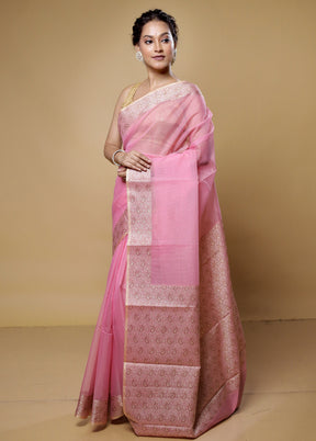 Pink Kota Cotton Saree With Blouse Piece