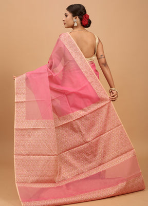 Pink Kota Cotton Saree With Blouse Piece