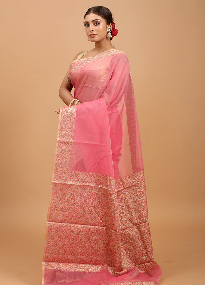 Pink Kota Cotton Saree With Blouse Piece