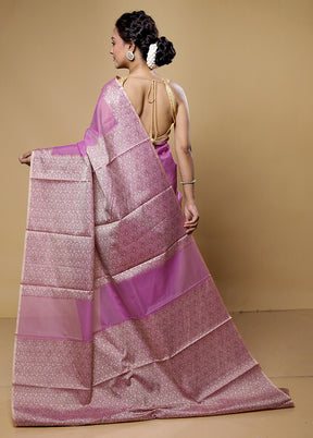 Purple Kota Cotton Saree With Blouse Piece