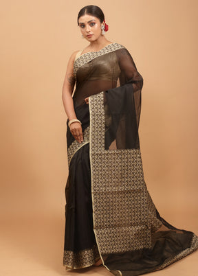 Black Kota Cotton Saree With Blouse Piece