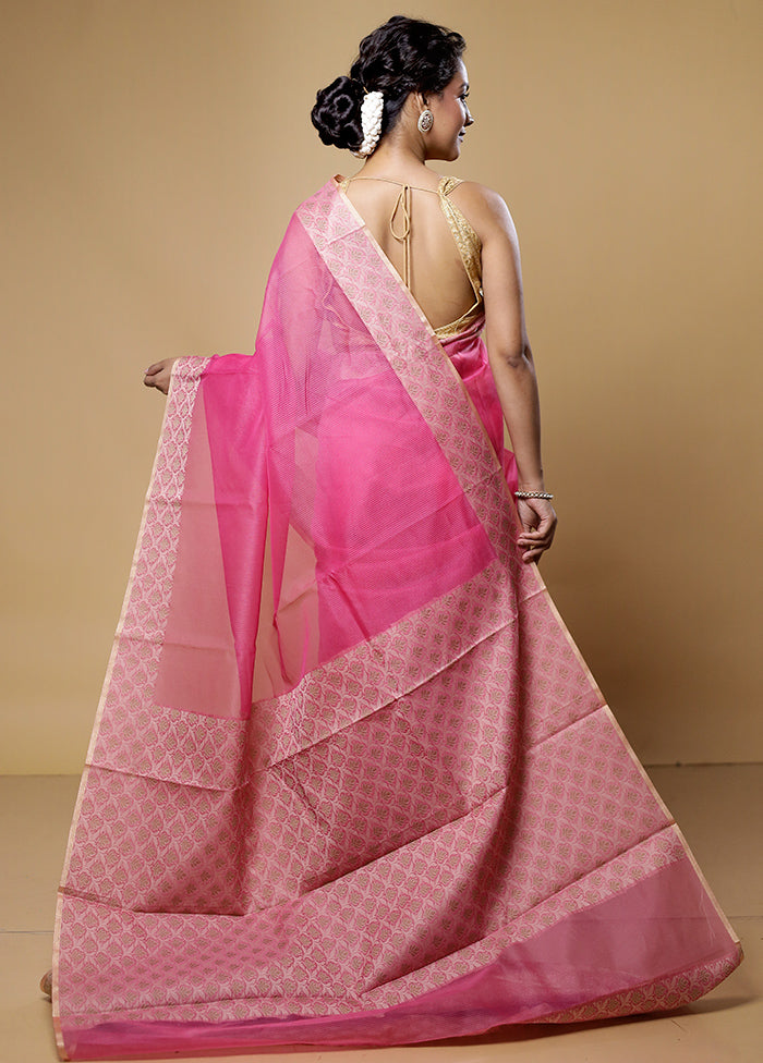 Pink Kota Cotton Saree With Blouse Piece