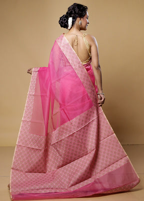 Pink Kota Cotton Saree With Blouse Piece