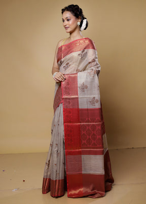 Cream Tissue Silk Saree With Blouse Piece