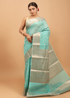 Green Kora Silk Saree With Blouse Piece