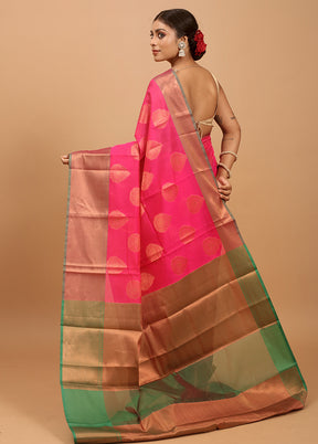 Pink Kora Silk Saree With Blouse Piece