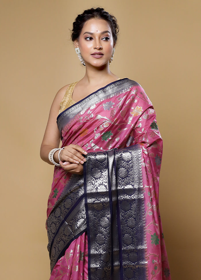 Purple Kora Silk Saree With Blouse Piece