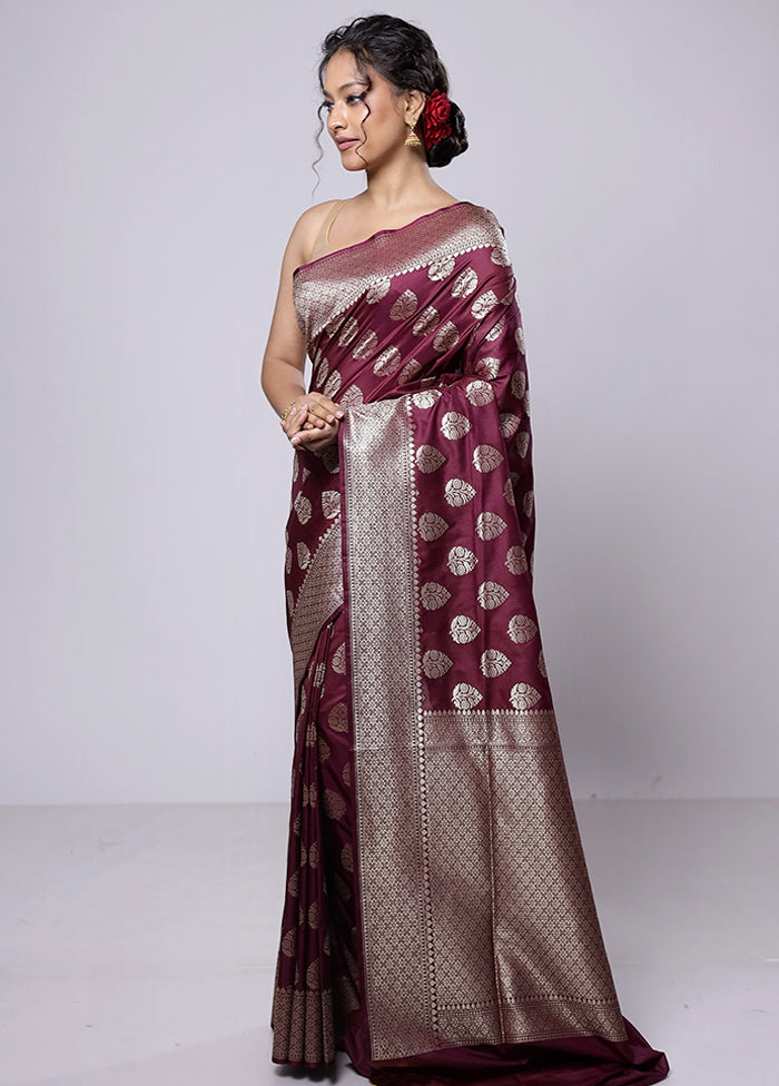 Purple Uppada Silk Saree With Blouse Piece