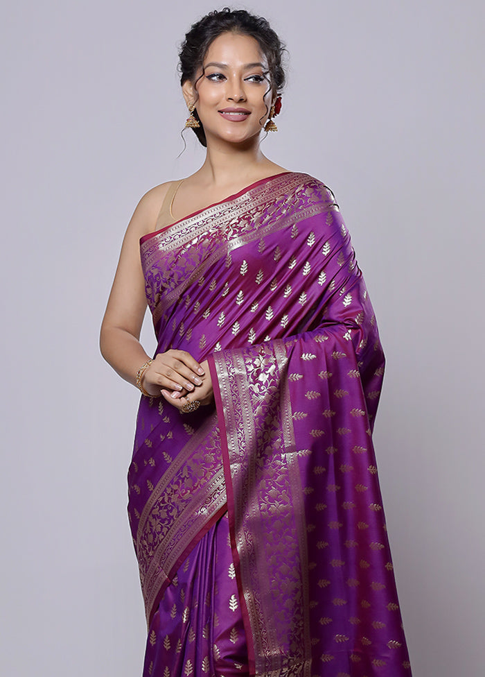 Purple Uppada Silk Saree With Blouse Piece