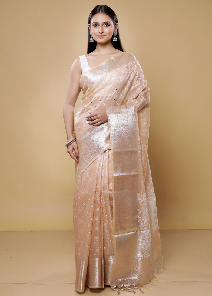 Cream Tissue Silk Saree With Blouse Piece