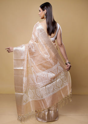 Cream Tissue Silk Saree With Blouse Piece