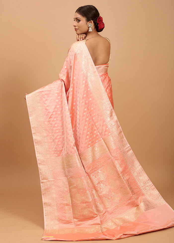 Pink Banarasi Silk Saree With Blouse Piece