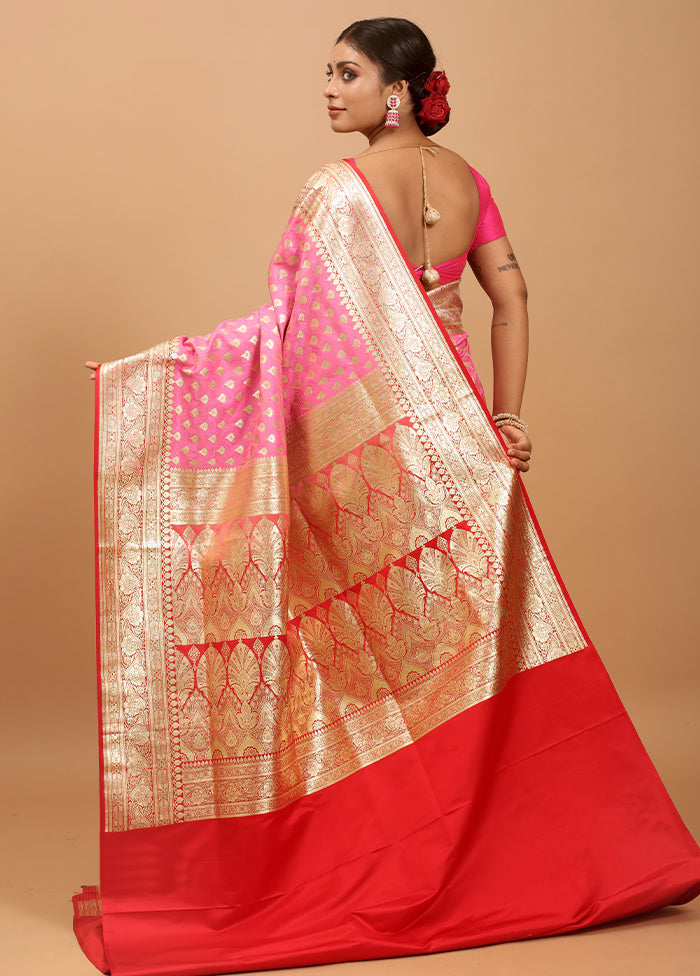 Pink Tanchoi Silk Saree With Blouse Piece