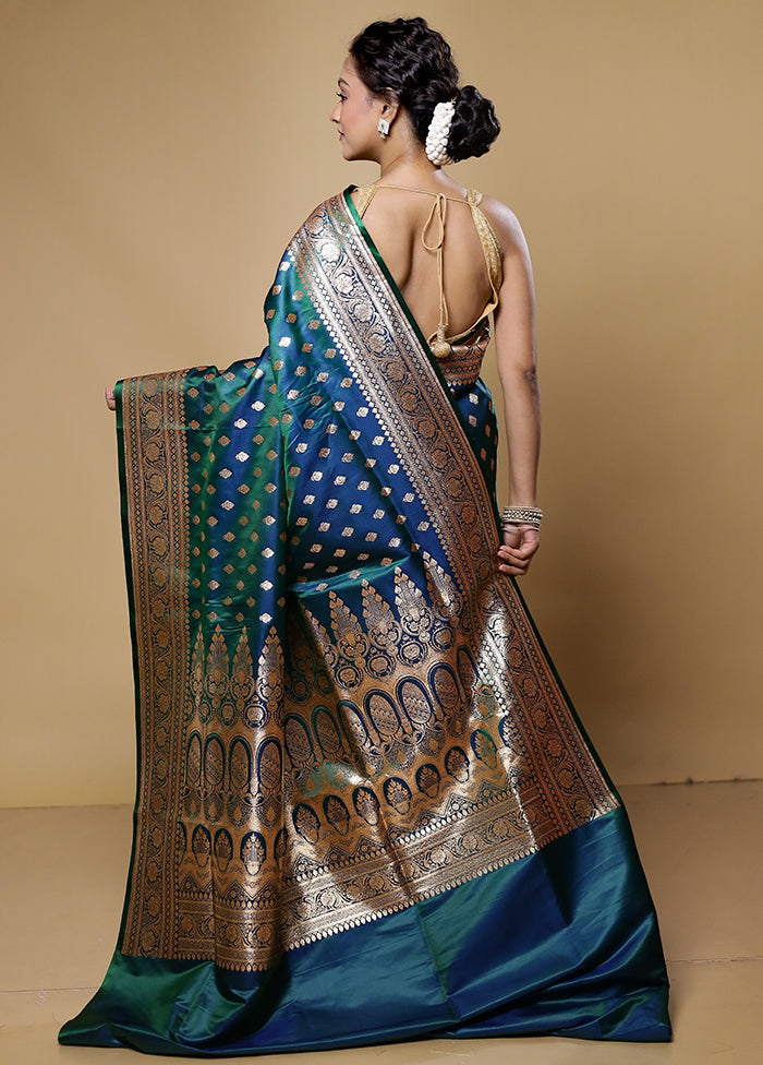 Green Banarasi Silk Saree With Blouse Piece