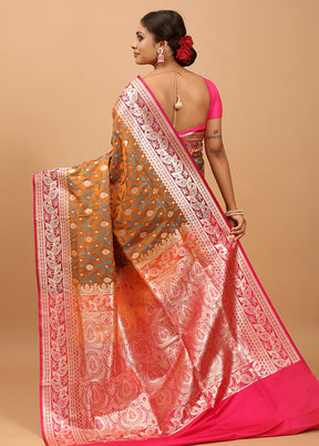 Rust Tanchoi Silk Saree With Blouse Piece