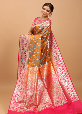 Rust Tanchoi Silk Saree With Blouse Piece