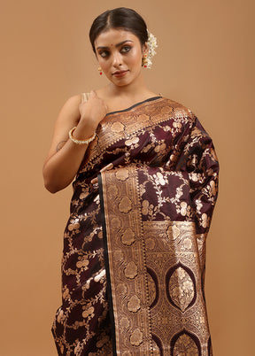 Maroon Banarasi Silk Saree With Blouse Piece