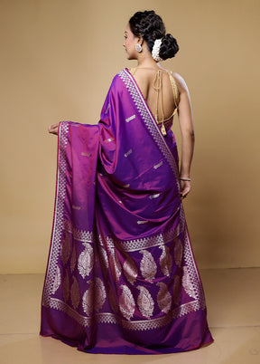 Purple Dupion Silk Saree With Blouse Piece