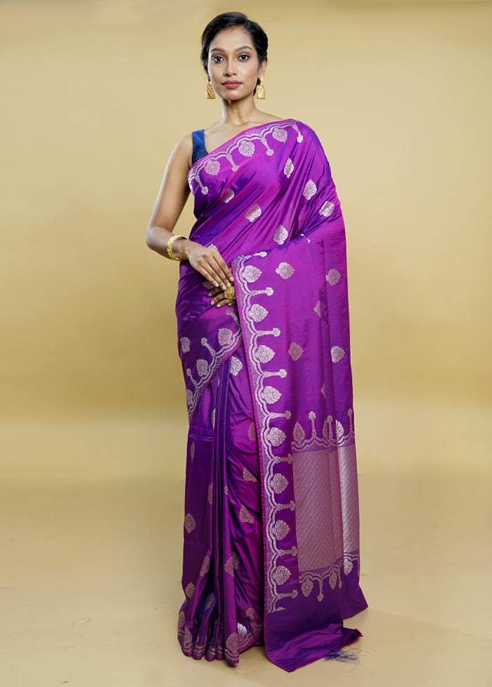 Purple Dupion Silk Saree With Blouse Piece