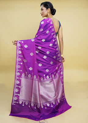 Purple Dupion Silk Saree With Blouse Piece