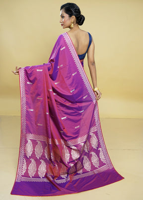 Purple Dupion Silk Saree With Blouse Piece