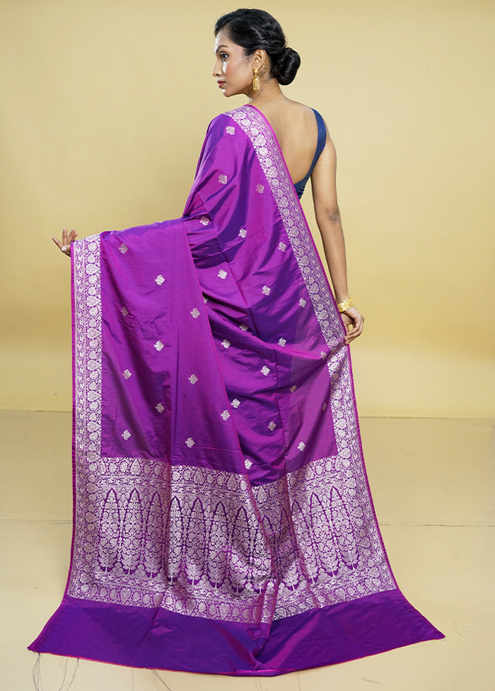 Purple Dupion Silk Saree With Blouse Piece