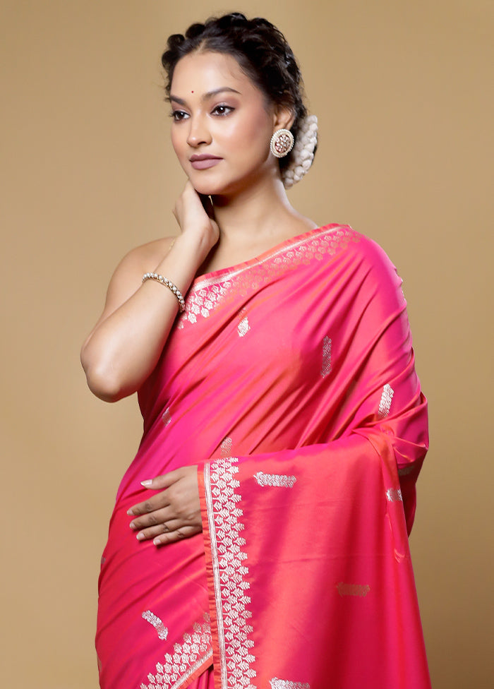 Pink Dupion Silk Saree With Blouse Piece