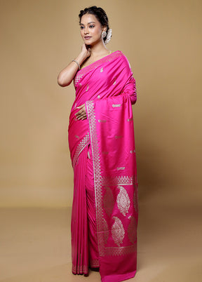 Pink Dupion Silk Saree With Blouse Piece