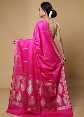 Pink Dupion Silk Saree With Blouse Piece