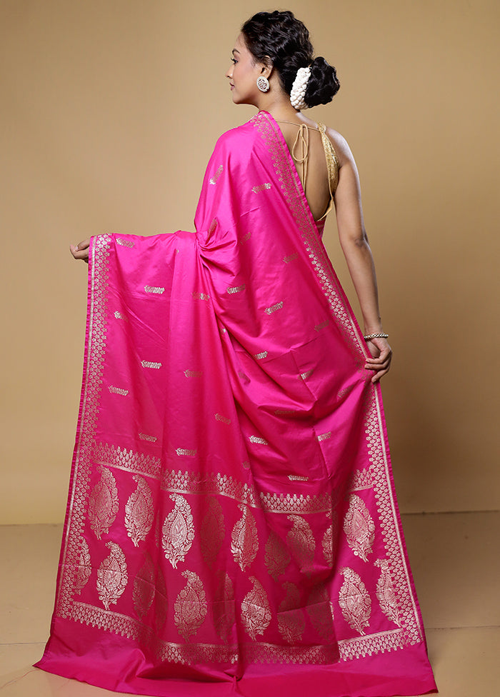 Pink Dupion Silk Saree With Blouse Piece