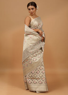 Grey Organza Saree With Blouse Piece