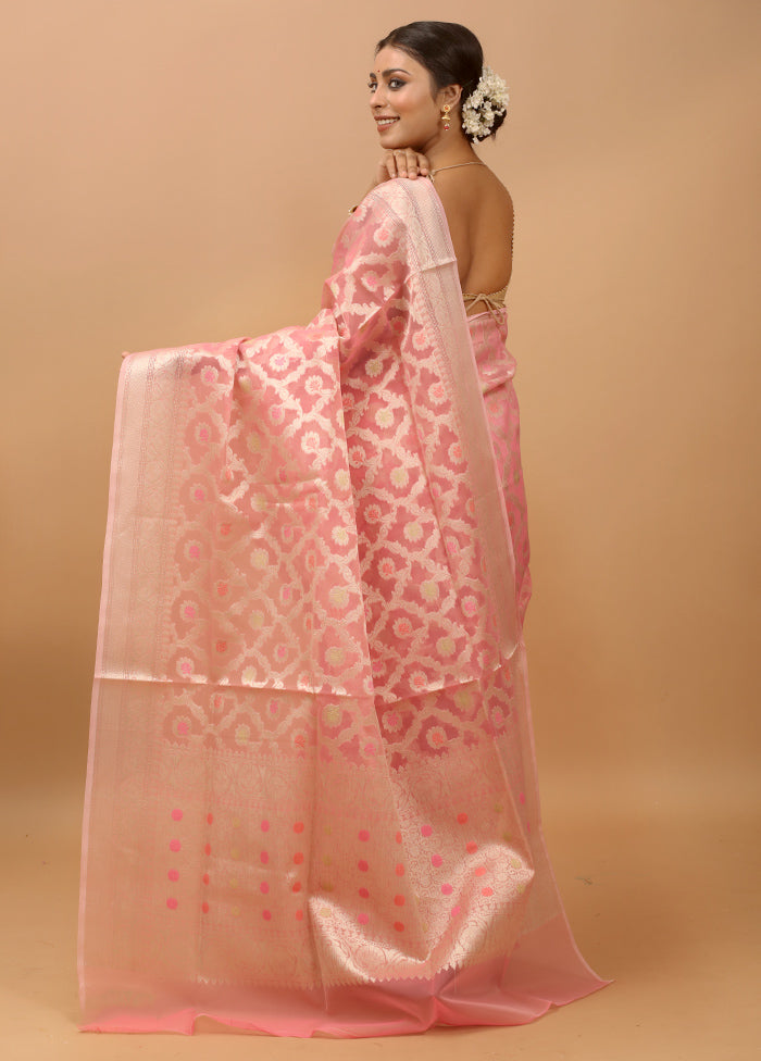 Pink Organza Saree With Blouse Piece