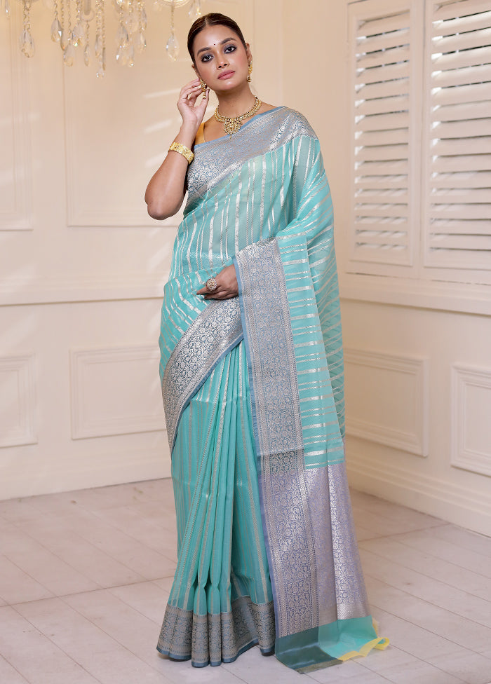 Green Organza Saree With Blouse Piece