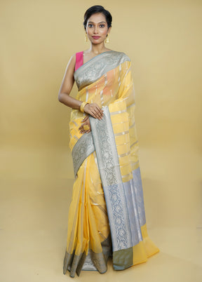 Yellow Organza Saree With Blouse Piece