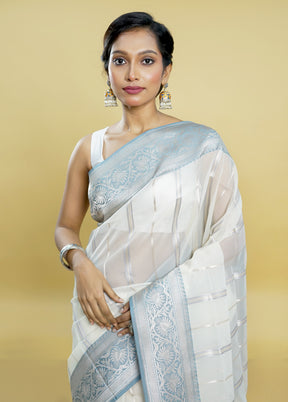 White Organza Saree With Blouse Piece