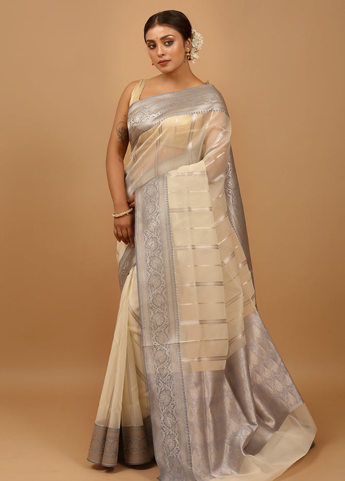 White Organza Saree With Blouse Piece