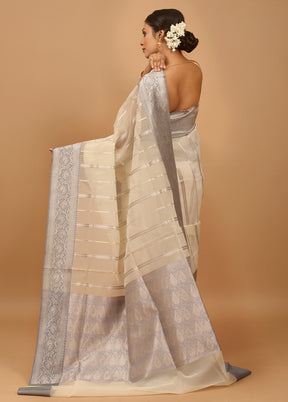 White Organza Saree With Blouse Piece