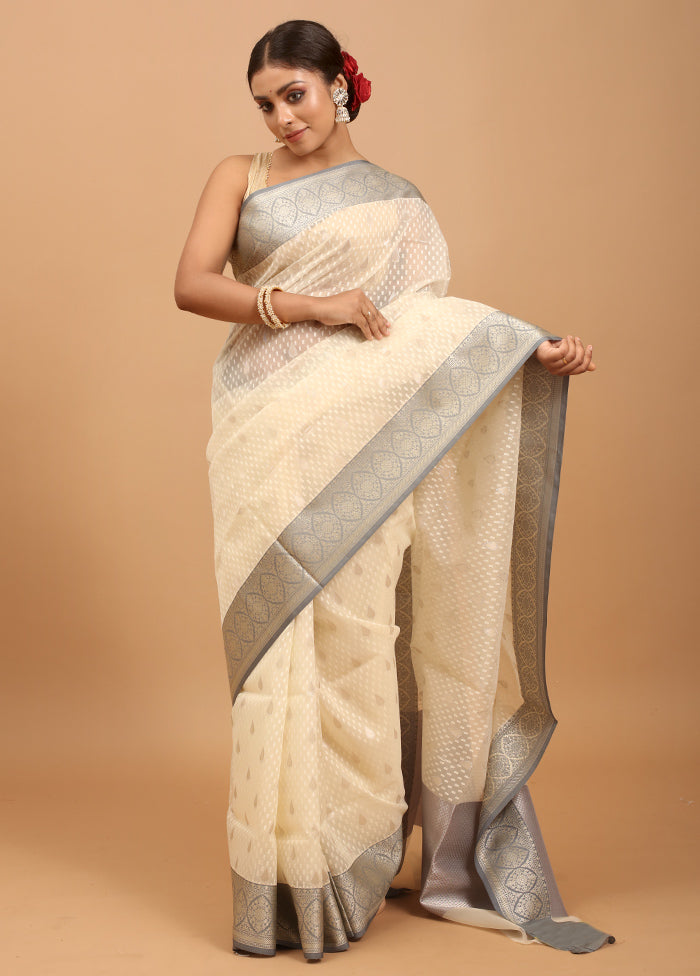 White Organza Saree With Blouse Piece