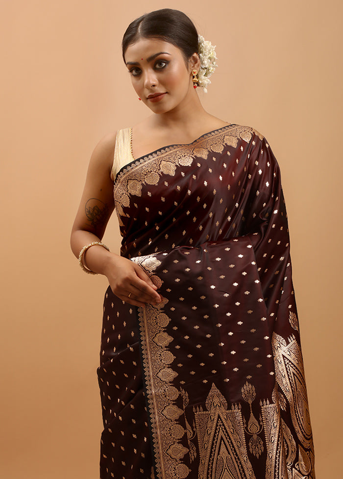 Maroon Banarasi Silk Saree With Blouse Piece