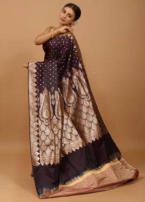 Purple Banarasi Silk Saree With Blouse Piece