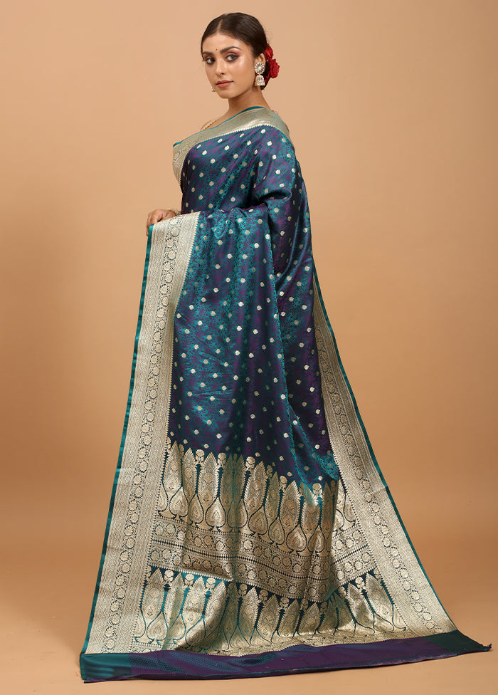 Blue Tanchoi Silk Saree With Blouse Piece