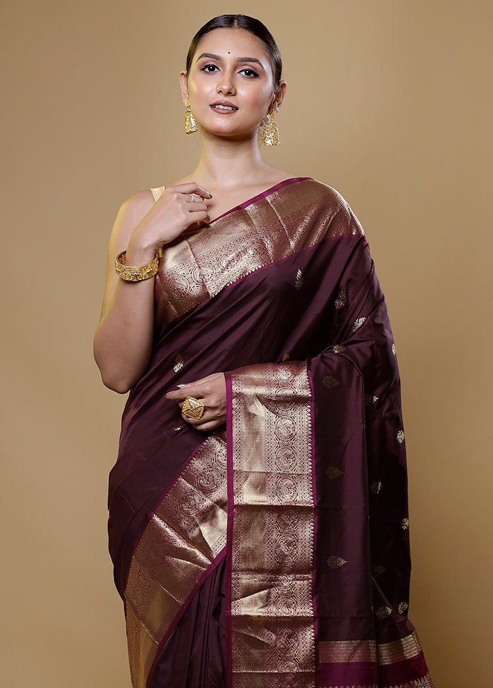 Maroon Kanjivaram Silk Saree With Blouse Piece