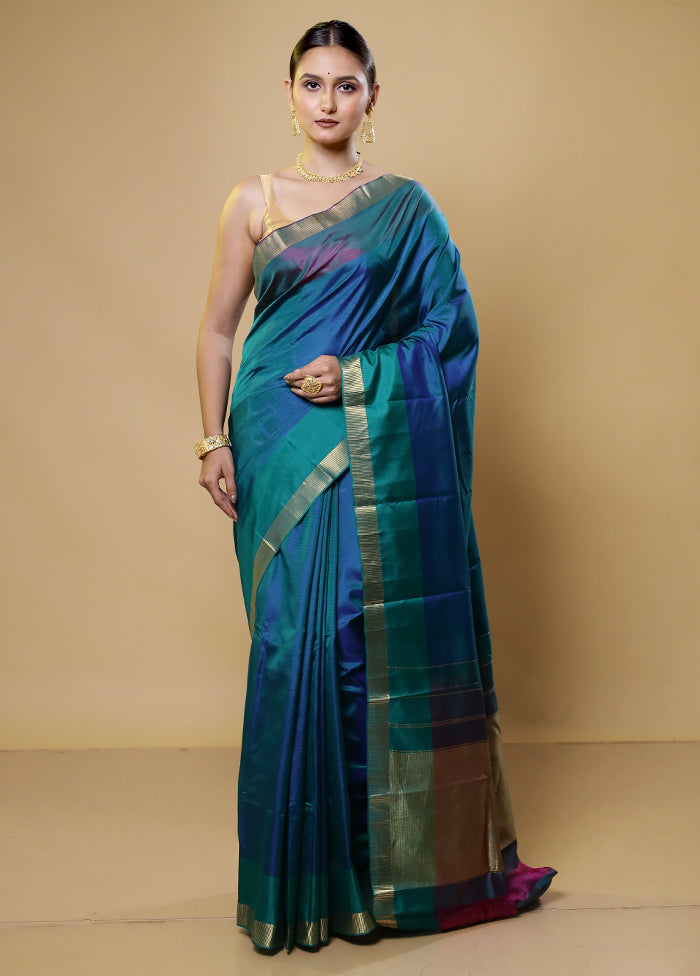 Cream Handloom Kanjivaram Pure Silk Saree With Blouse Piece