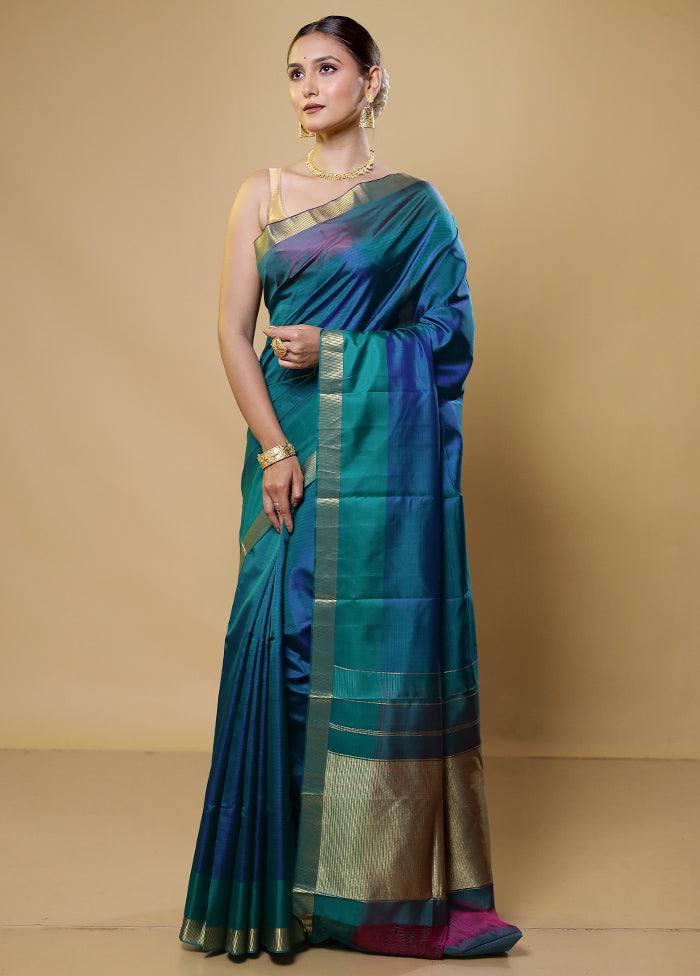 Cream Handloom Kanjivaram Pure Silk Saree With Blouse Piece