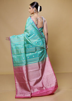 Green Handloom Kanchipuram Pure Silk Saree With Blouse Piece