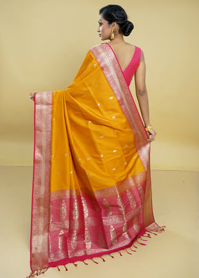 Yellow Kanjivaram Silk Saree With Blouse Piece