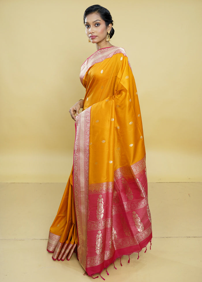 Yellow Kanjivaram Silk Saree With Blouse Piece