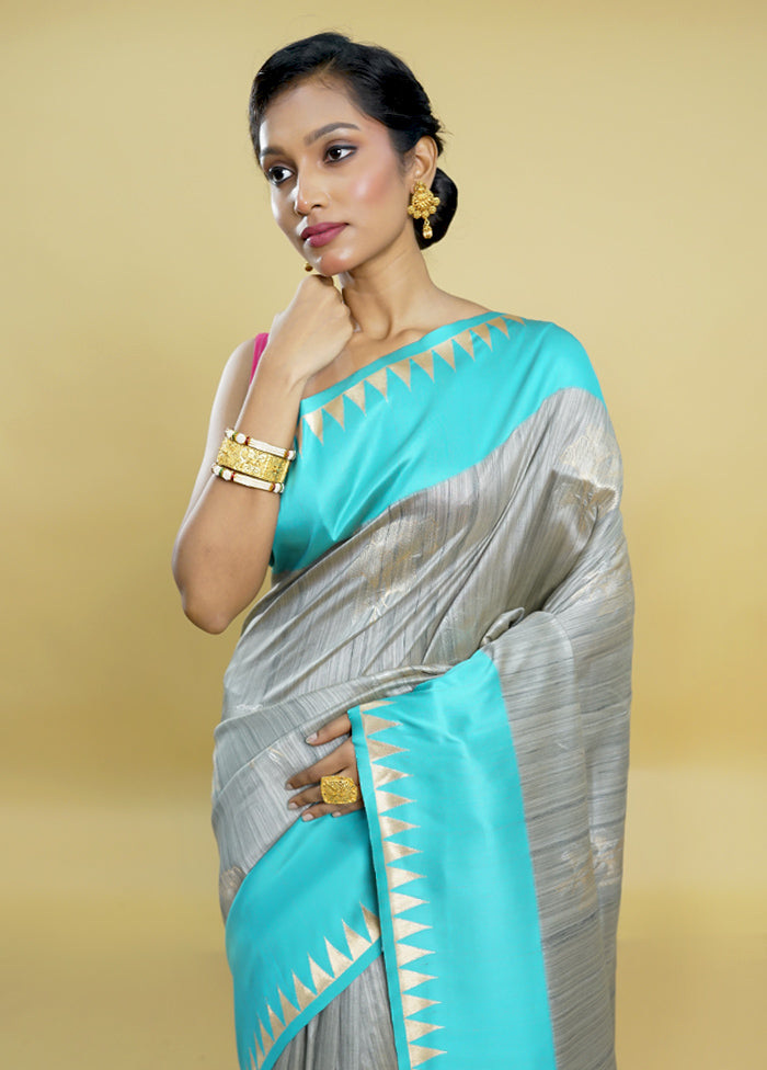 Multicolor Tussar Silk Saree With Blouse Piece